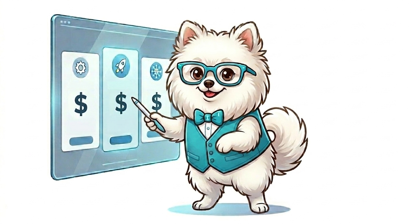 Mascota de Remoox Go mostrando los planes de precios
